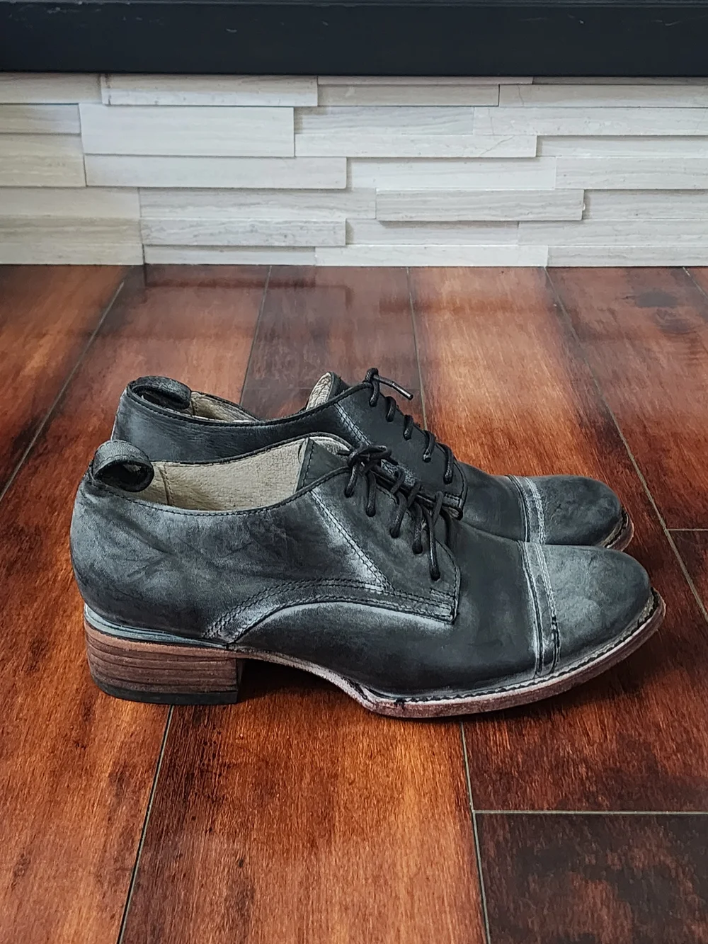 Freebird by Steven Mabel Black Leather Lace Up Oxford Shoes Size 10